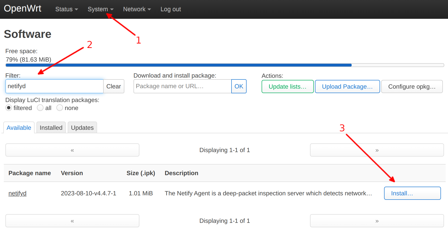 Install Netify using OpenWRT Luci